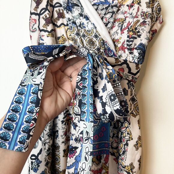 Lida Kate Wide Leg Jumpsuit Paisley Elephants V-neck Sz L - Picture 3 of 15